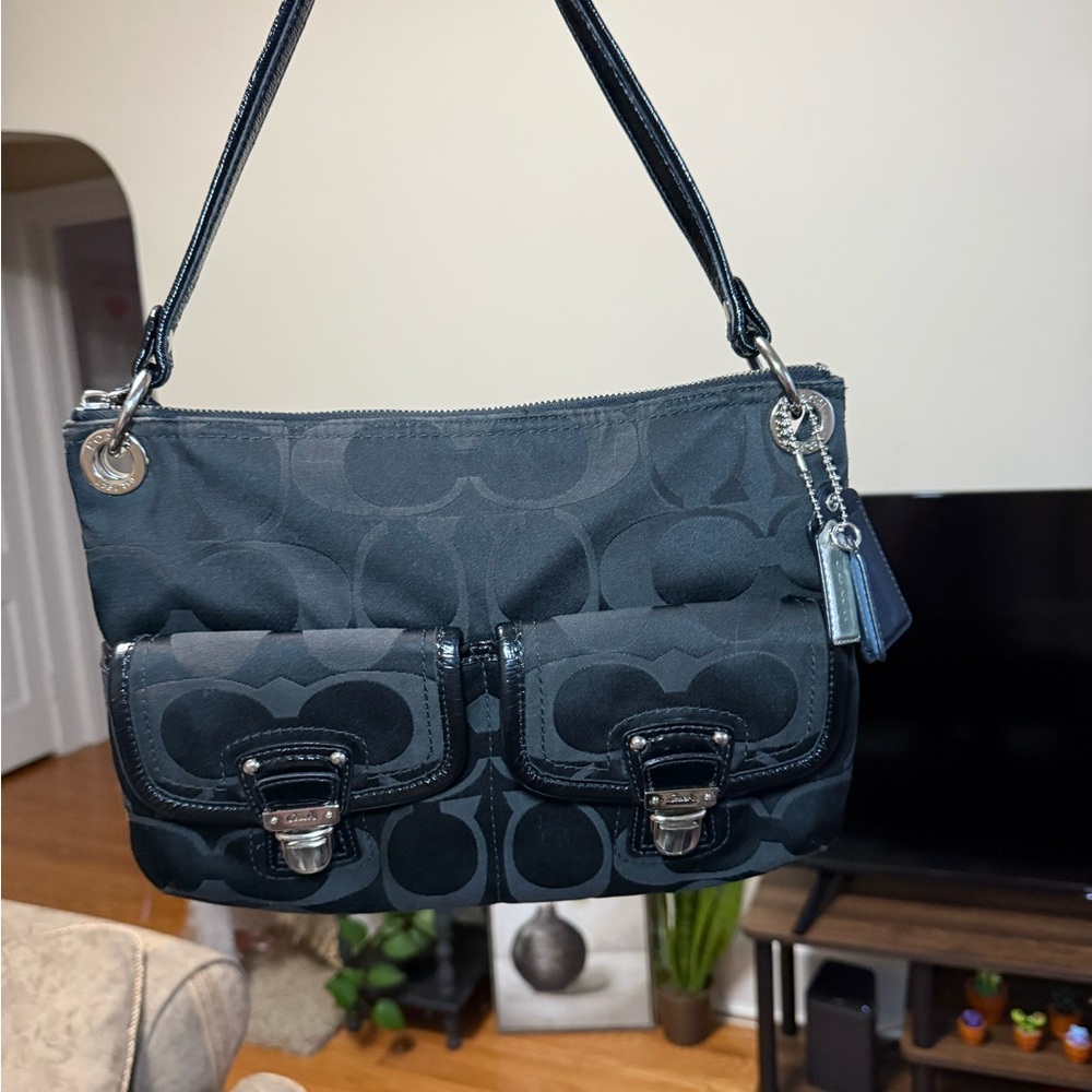 Coach Silver Poppy Signature Sateen Shoulder Bag A1269-18980